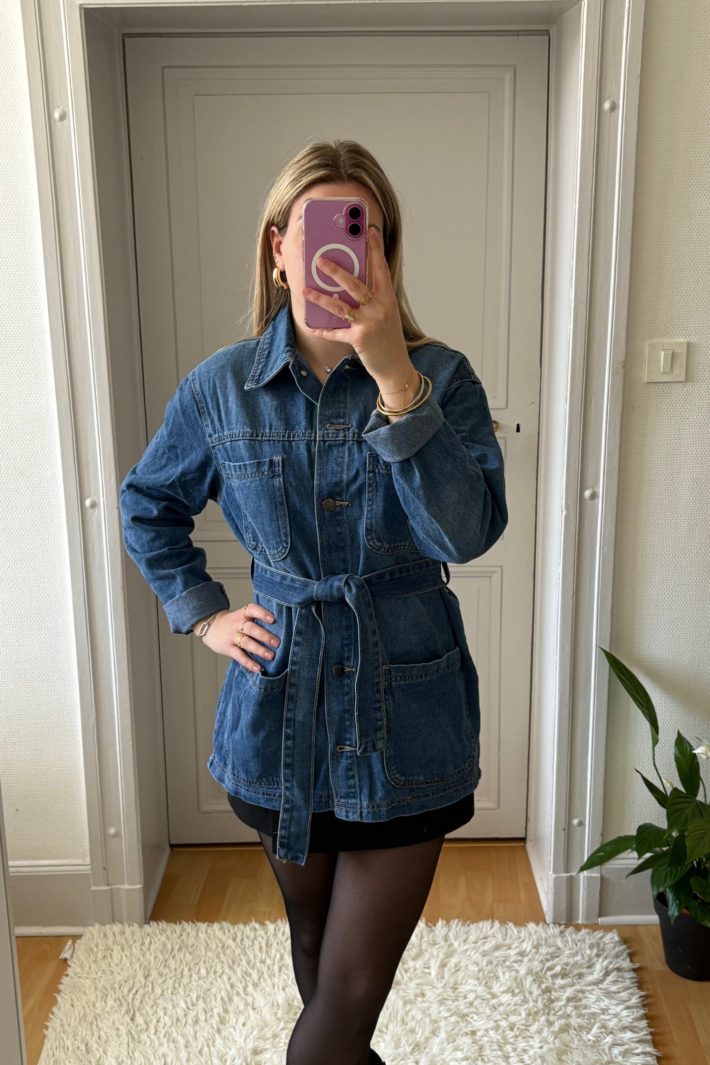 Veste en denim ceinture
