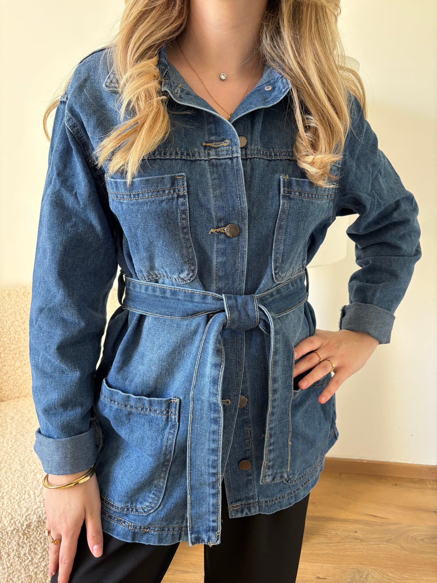 Veste en denim ceinture